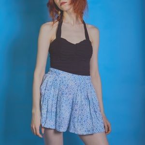 2010s baby blue boho floral shorts